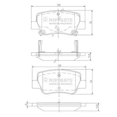 Bremsbelagsatz, Scheibenbremse Hinterachse NIPPARTS N3612042