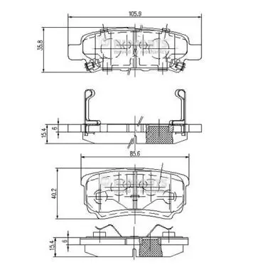 Bremsbelagsatz, Scheibenbremse Hinterachse NIPPARTS N3615015