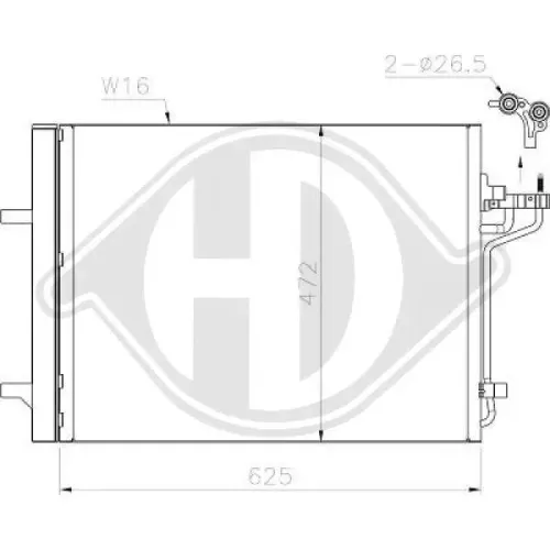 Kondensator, Klimaanlage DIEDERICHS DCC1645 Bild Kondensator, Klimaanlage DIEDERICHS DCC1645