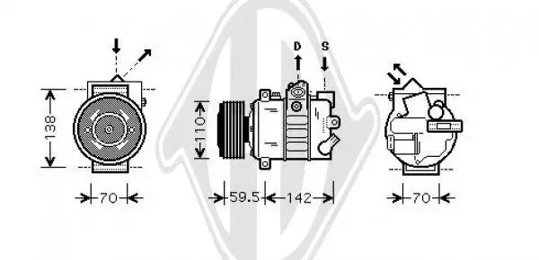 Kompressor, Klimaanlage 12 V DIEDERICHS DCK1034