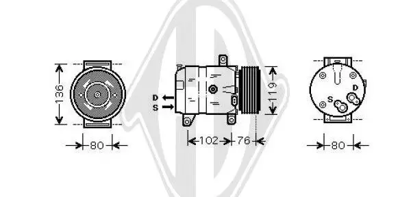 Kompressor, Klimaanlage 12 V DIEDERICHS DCK1462