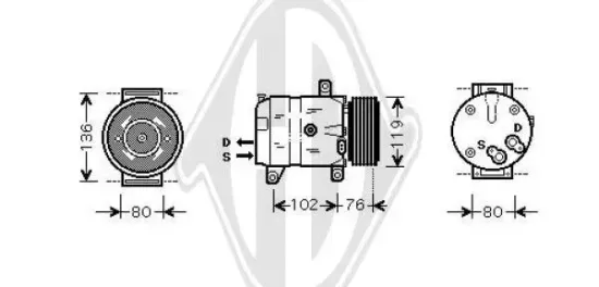 Kompressor, Klimaanlage 12 V DIEDERICHS DCK1462 Bild Kompressor, Klimaanlage 12 V DIEDERICHS DCK1462