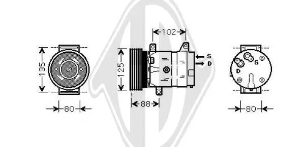 Kompressor, Klimaanlage 12 V DIEDERICHS DCK1484