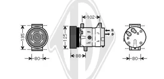 Kompressor, Klimaanlage 12 V DIEDERICHS DCK1484 Bild Kompressor, Klimaanlage 12 V DIEDERICHS DCK1484