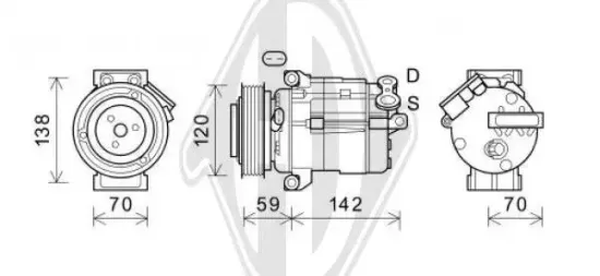 Kompressor, Klimaanlage 12 V DIEDERICHS DCK1690 Bild Kompressor, Klimaanlage 12 V DIEDERICHS DCK1690