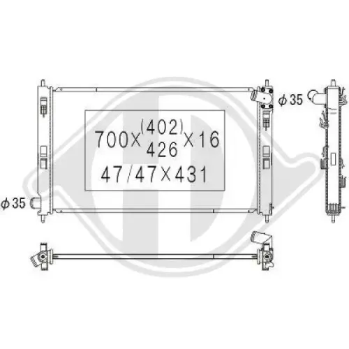 Kühler, Motorkühlung DIEDERICHS DCM3973 Bild Kühler, Motorkühlung DIEDERICHS DCM3973