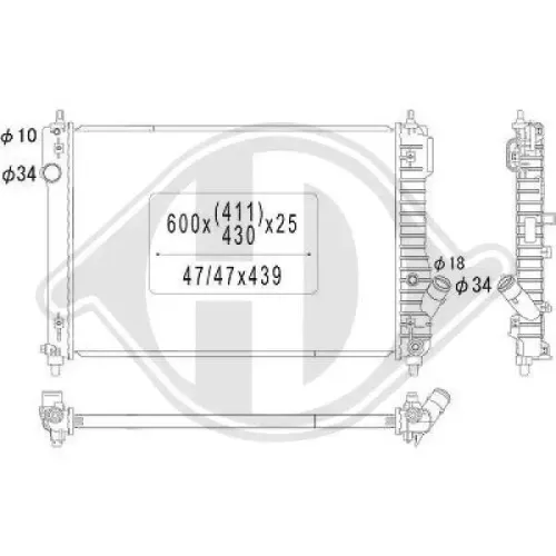 Kühler, Motorkühlung DIEDERICHS DCM3609 Bild Kühler, Motorkühlung DIEDERICHS DCM3609