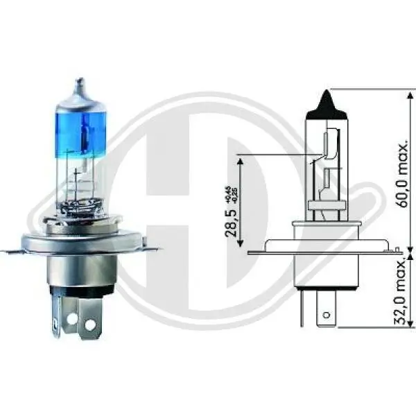 Glühlampe, Fernscheinwerfer 12 V 55 W 60 W H4 DIEDERICHS LID10011