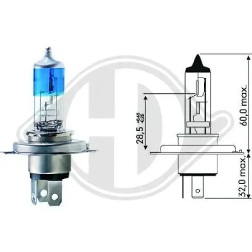 Glühlampe, Fernscheinwerfer 12 V 55 W 60 W H4 DIEDERICHS LID10011 Bild Glühlampe, Fernscheinwerfer 12 V 55 W 60 W H4 DIEDERICHS LID10011