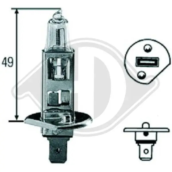 Glühlampe, Fernscheinwerfer 12 V 55 W H1 DIEDERICHS LID10012