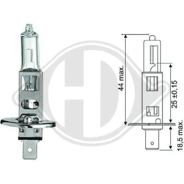 Glühlampe, Fernscheinwerfer 12 V 55 W H1 DIEDERICHS LID10013