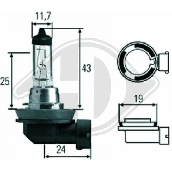 Glühlampe, Fernscheinwerfer 12 V 35 W H8 DIEDERICHS LID10034