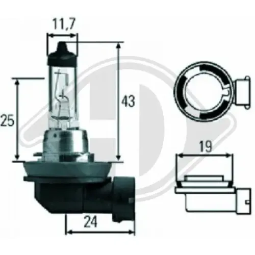 Glühlampe, Fernscheinwerfer 12 V 35 W H8 DIEDERICHS LID10034 Bild Glühlampe, Fernscheinwerfer 12 V 35 W H8 DIEDERICHS LID10034