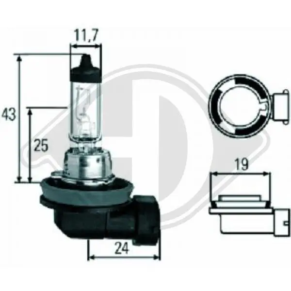 Glühlampe, Fernscheinwerfer 12 V 55 W H11 DIEDERICHS LID10038