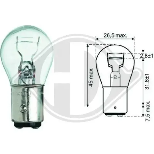 Glühlampe, Brems-/Schlusslicht 12 V 4 W 21 W DIEDERICHS LID10051 Bild Glühlampe, Brems-/Schlusslicht 12 V 4 W 21 W DIEDERICHS LID10051