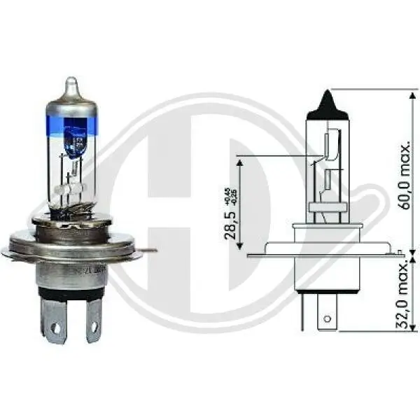 Glühlampe, Fernscheinwerfer 12 V 55 W 60 W H4 DIEDERICHS LID10064