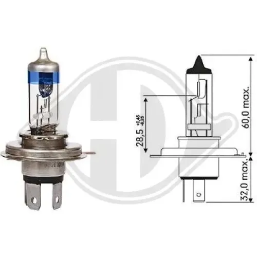 Glühlampe, Fernscheinwerfer 12 V 55 W 60 W H4 DIEDERICHS LID10067 Bild Glühlampe, Fernscheinwerfer 12 V 55 W 60 W H4 DIEDERICHS LID10067