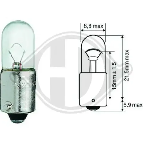 Glühlampe, Blinkleuchte 12 V 4 W T4W DIEDERICHS LID10073 Bild Glühlampe, Blinkleuchte 12 V 4 W T4W DIEDERICHS LID10073