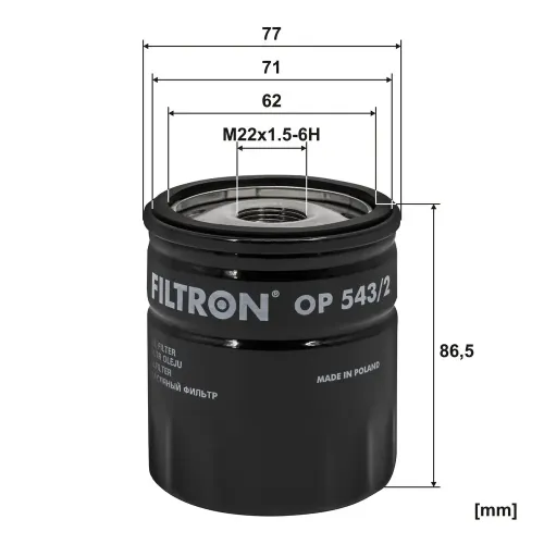 Ölfilter FILTRON OP 543/2 Bild Ölfilter FILTRON OP 543/2