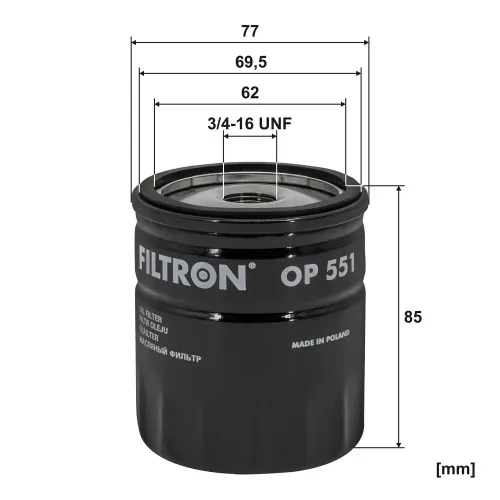 Ölfilter FILTRON OP 551 Bild Ölfilter FILTRON OP 551