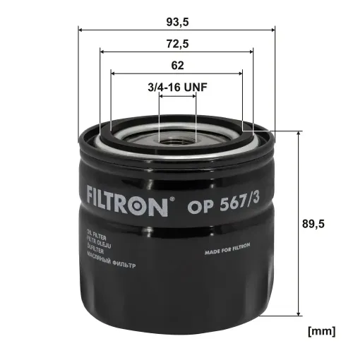 Ölfilter FILTRON OP 567/3 Bild Ölfilter FILTRON OP 567/3