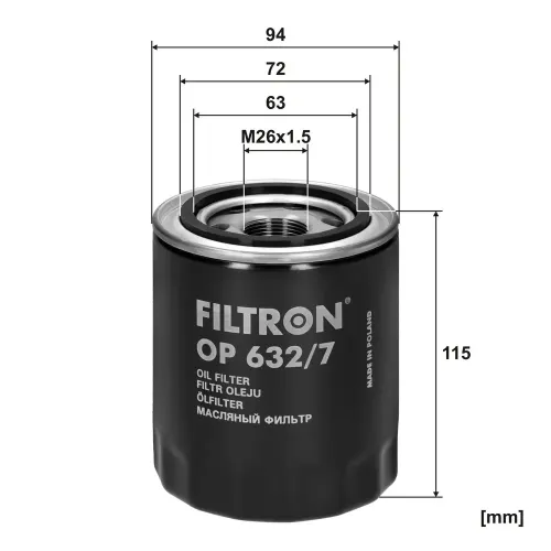 Ölfilter FILTRON OP 632/7 Bild Ölfilter FILTRON OP 632/7