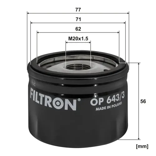 Ölfilter FILTRON OP 643/3 Bild Ölfilter FILTRON OP 643/3
