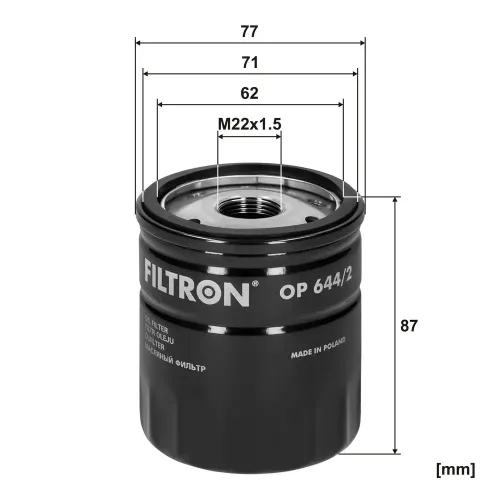 Ölfilter FILTRON OP 644/2 Bild Ölfilter FILTRON OP 644/2