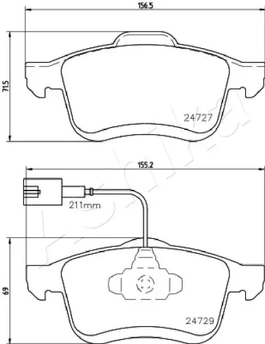 Bremsbelagsatz, Scheibenbremse Vorderachse ASHIKA 50-00-0221 Bild Bremsbelagsatz, Scheibenbremse Vorderachse ASHIKA 50-00-0221