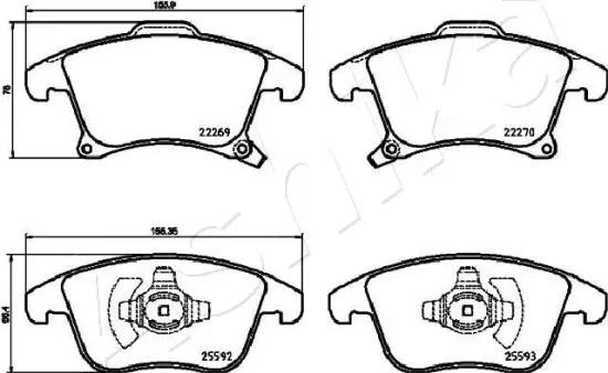 Bremsbelagsatz, Scheibenbremse Vorderachse ASHIKA 50-00-0311 Bild Bremsbelagsatz, Scheibenbremse Vorderachse ASHIKA 50-00-0311