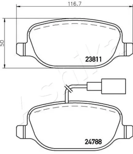 Bremsbelagsatz, Scheibenbremse Hinterachse ASHIKA 51-00-0206 Bild Bremsbelagsatz, Scheibenbremse Hinterachse ASHIKA 51-00-0206