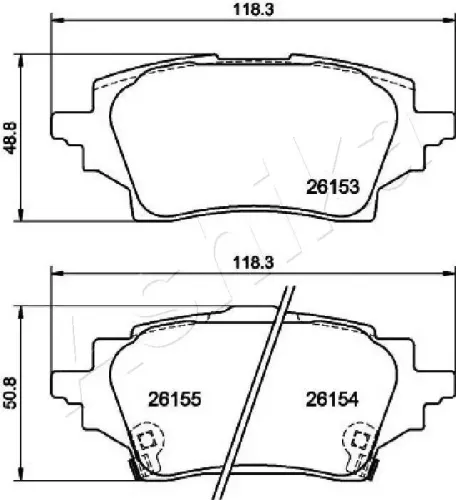 Bremsbelagsatz, Scheibenbremse Hinterachse ASHIKA 51-02-263 Bild Bremsbelagsatz, Scheibenbremse Hinterachse ASHIKA 51-02-263