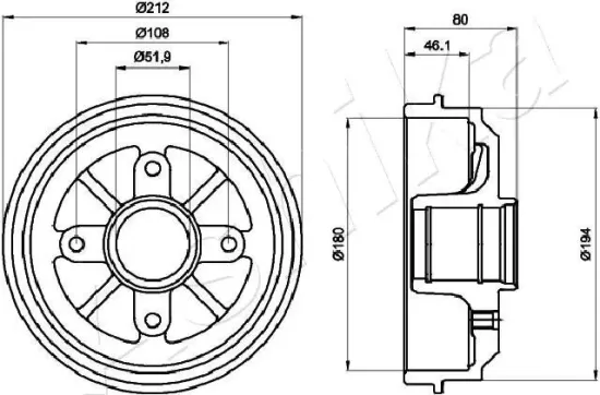 Bremstrommel ASHIKA 56-00-0608 Bild Bremstrommel ASHIKA 56-00-0608