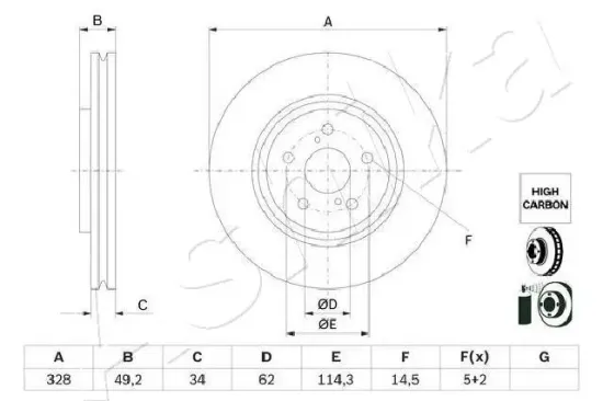 Bremsscheibe Vorderachse ASHIKA 60-02-2058C Bild Bremsscheibe Vorderachse ASHIKA 60-02-2058C