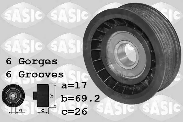 Umlenk-/Führungsrolle, Keilrippenriemen SASIC 1626204 Bild Umlenk-/Führungsrolle, Keilrippenriemen SASIC 1626204