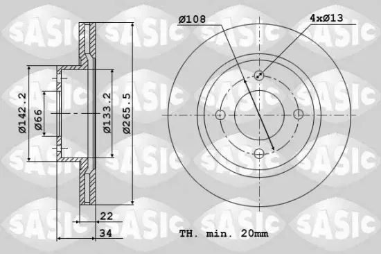 Bremsscheibe Vorderachse SASIC 2464W14J Bild Bremsscheibe Vorderachse SASIC 2464W14J