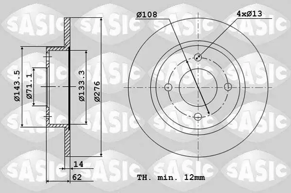 Bremsscheibe SASIC 2464W44J Bild Bremsscheibe SASIC 2464W44J