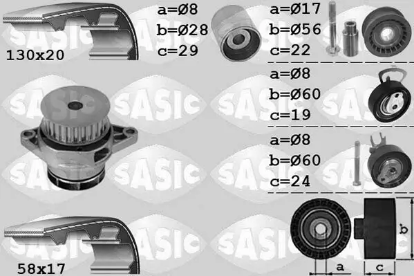 Wasserpumpe + Zahnriemensatz SASIC 3906085 Bild Wasserpumpe + Zahnriemensatz SASIC 3906085