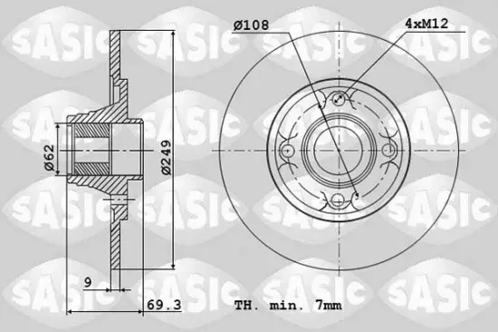 Bremsscheibe Hinterachse SASIC 6100004 Bild Bremsscheibe Hinterachse SASIC 6100004