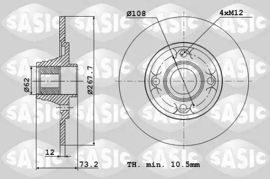 Bremsscheibe Hinterachse SASIC 6100009 Bild Bremsscheibe Hinterachse SASIC 6100009