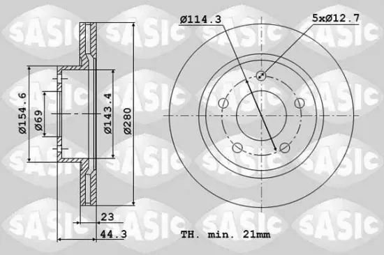 Bremsscheibe Vorderachse SASIC 6106228 Bild Bremsscheibe Vorderachse SASIC 6106228
