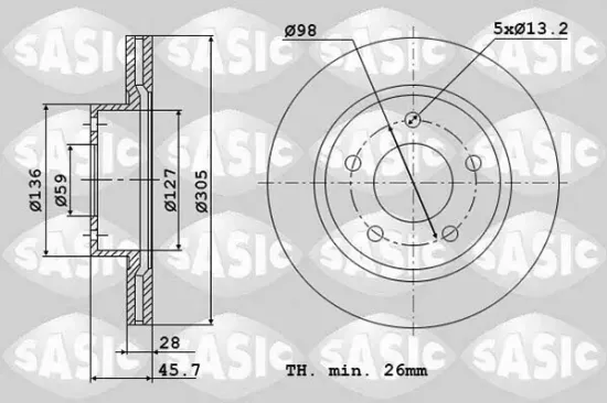 Bremsscheibe Vorderachse SASIC 6106341 Bild Bremsscheibe Vorderachse SASIC 6106341