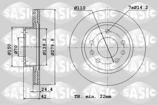Bremsscheibe Vorderachse SASIC 9004862J Bild Bremsscheibe Vorderachse SASIC 9004862J