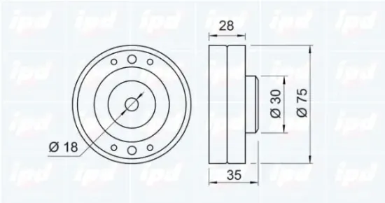 Umlenk-/Führungsrolle, Zahnriemen IPD 15-0104 Bild Umlenk-/Führungsrolle, Zahnriemen IPD 15-0104