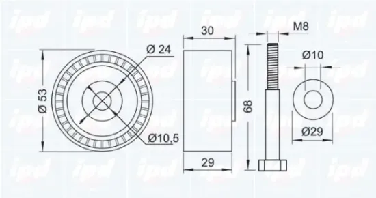 Umlenk-/Führungsrolle, Zahnriemen IPD 15-1122 Bild Umlenk-/Führungsrolle, Zahnriemen IPD 15-1122