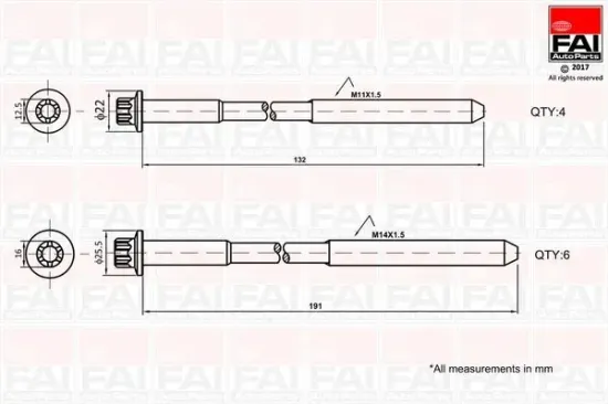 Zylinderkopfschraubensatz FAI AutoParts B1625 Bild Zylinderkopfschraubensatz FAI AutoParts B1625