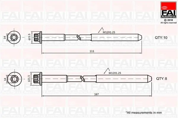 Zylinderkopfschraubensatz FAI AutoParts B2124