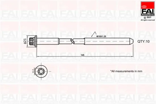 Zylinderkopfschraubensatz FAI AutoParts B1140 Bild Zylinderkopfschraubensatz FAI AutoParts B1140