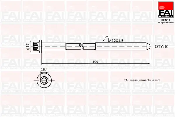 Zylinderkopfschraubensatz FAI AutoParts B1756