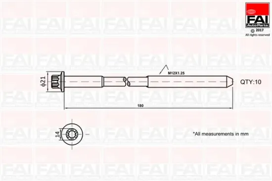 Zylinderkopfschraubensatz FAI AutoParts B2111 Bild Zylinderkopfschraubensatz FAI AutoParts B2111